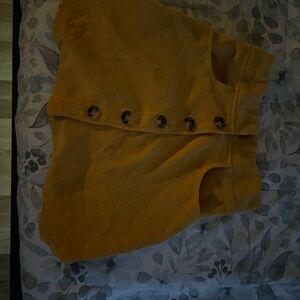 Yellow Corduroy Buttoned Skirt